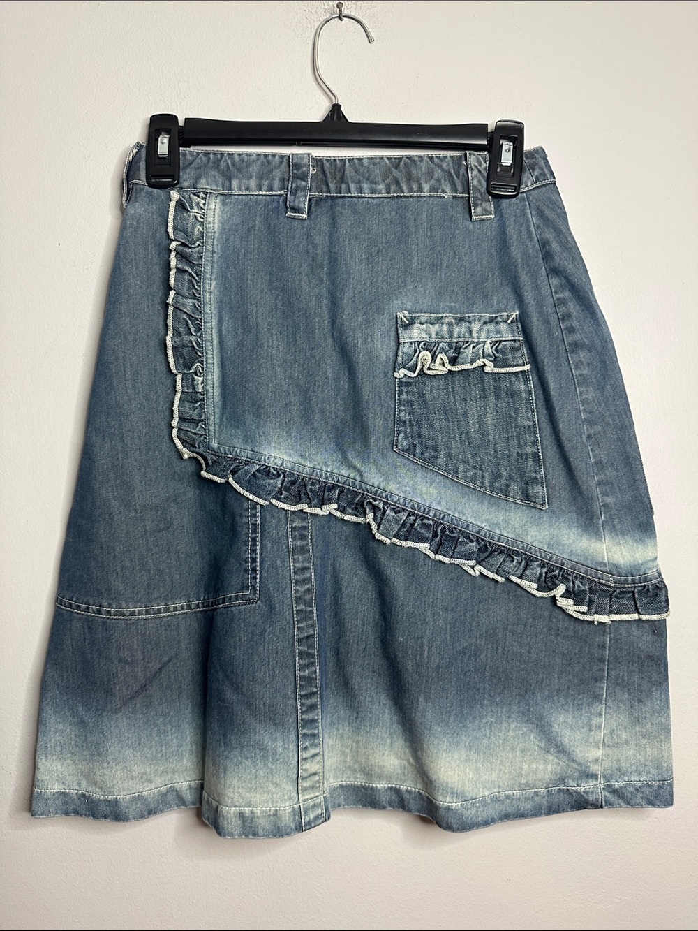 CakeWalk Denim Ruffle Button-Front Skirt - Blue - Picture 4 of 9
